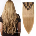 Curly Wave Style Blond Color Customized Clip Hair Extensions Human Virgin Remy Hair